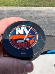 Signed NY Islanders Puck Hockey - Not Authenticated Sold As Is