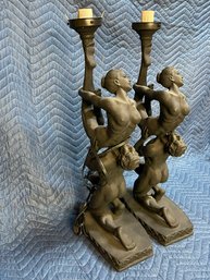 Pair Nude Dancing Sculpture Lamps -