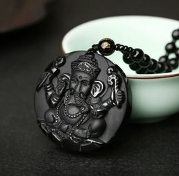 Oriental Buddha God Pendant - Beaded Necklace