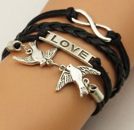 New Leather Bracelet Charm Love