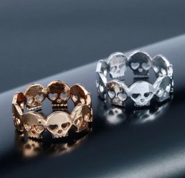 2 New Skull Rings - Heart Eyes - Size 7