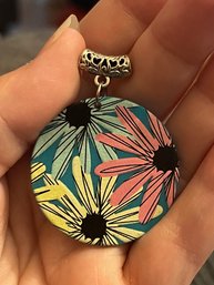 Round Acrylic Pendant With Flowers