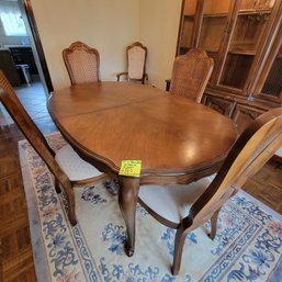 Vintage Bassett Expansion Dining Table & 6 Cane Back Chairs