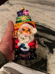 Blown Glass Christmas Ornament Santa