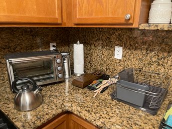 Toaster Oven, Can Opener, Tea Pot, Dish Drain