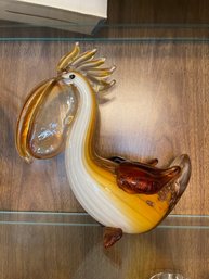 Blown Glass Pelican Statue By Gea Art Glass