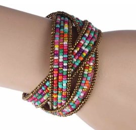 New Bohemian Boho Beaded Bracelet Cuff