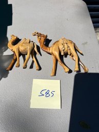 Carved Wooden Camel Statues