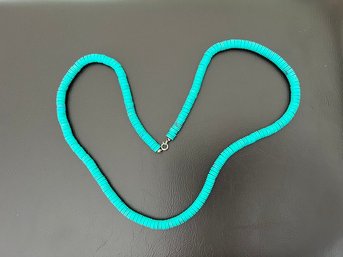 Beaded Necklace Teal Clay