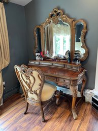 Vintage Vanity & Chair By Michael Amini