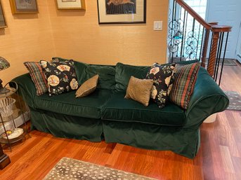 Ethan Allen Upholstered Sofa With Throw Pillows