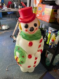 Vintage Snowman Blow Mold Plastic Lawn Decor