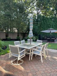 Patio Set - Table, 7 Chairs, Umbrella & Stand