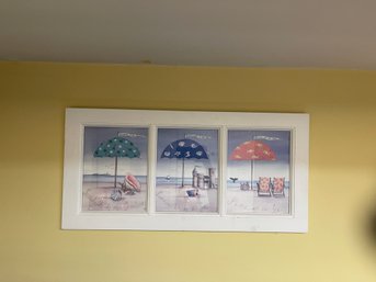 Framed Art - Beach Umbrella Scene