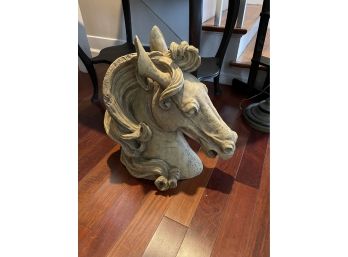 Carved Horse Head Statue -