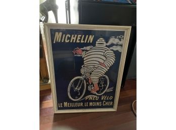 Vintage Michelin Advertisement Poster Framed Pneu Velo Le Meilleur Le Moins Cher