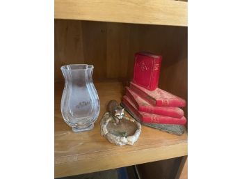 Metal Door Stop, Raccoon Statue, Glass Vase