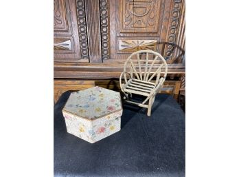 Vintage Doll Chair And Trinket Box