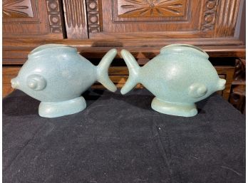 Matching Pair Fish Planter Pottery