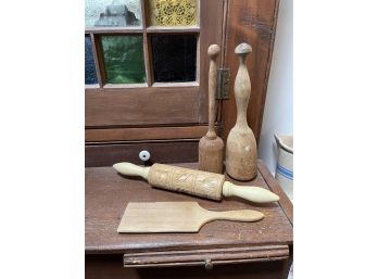 Bavarian Hand Carved Springerle Rolling Pin Folk Art & More