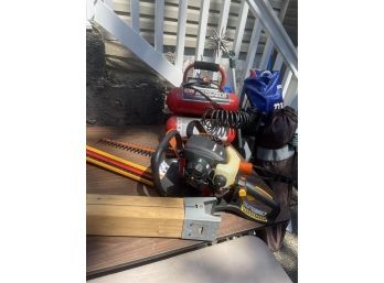 Air Compressor, Hedge Trimmers