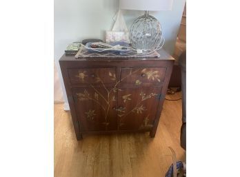 Vintage Wood Cabinet - Floral Design