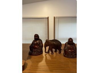 Vintage Carved Buddha & Elephant Figures