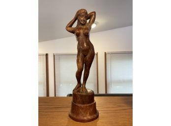 Vintage Carved Wooden Nude Statue