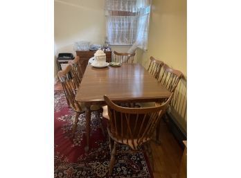 MCM 1957 Baldwin Cherry Expanding Dining Room Table With 2 Leaves & Chairs