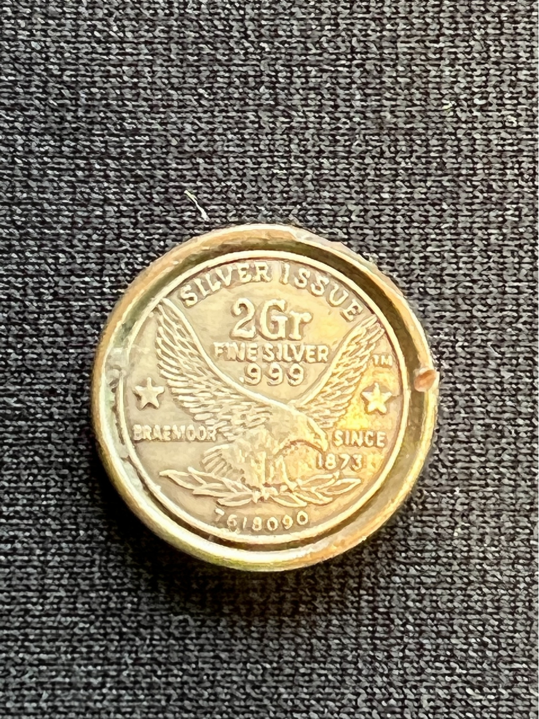 Antique 1873 Silver Issue 2Gr Fine Silver 999 Braemoor 76/8090 Coin