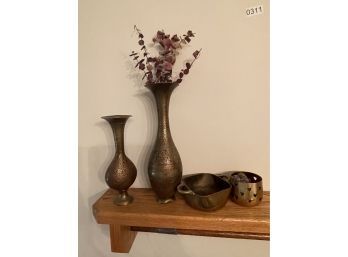 Vintage Metal Vases And Bowls