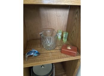 Blown Glass Dolphin, Shot Glasses, Trinket Box, Ice Bucket