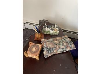 Wood Coasters, Pillow, Pen Holder, Castle Statue