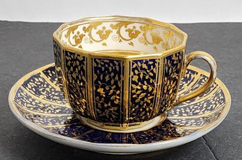 Antique Cobalt Blue & Gold Gilding Tea Cup & Saucer