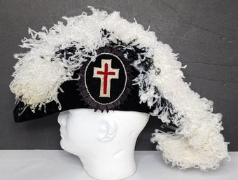 VTG Masonic Knights Templar 6 3/4 Ostrich Feather Chapeau Hat