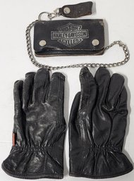 Harley Davidson Chain Wallet & Gloves