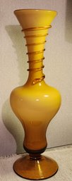 Vtg Amber Art Glass Vase