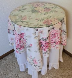 Vintage Round Side Table W/Cover