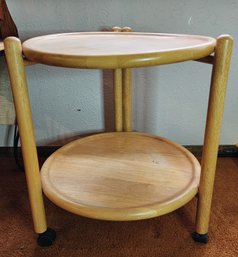 Round Wood Side Table On Wheels