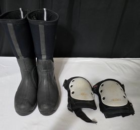 Pair Of Work Boots & Knee Pads