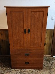 Mission Style Armoire With Drawers
