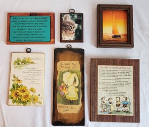 60's & 70's Wood Plaques And Oil Painting