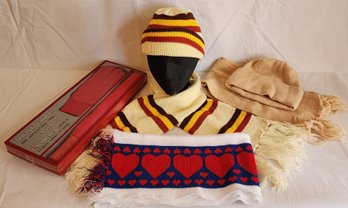 Vintage Lot Of Hats And Scarves