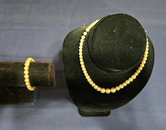 Faux Pearl Necklace & Bracelet