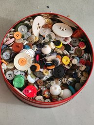 Tin Of Loose  Vintage Buttons