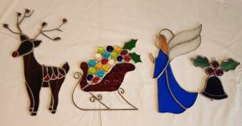 Beautiful Vintage Christmas Stained Glass Window Hangers