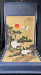 Vintage Chinese Cranes Scroll