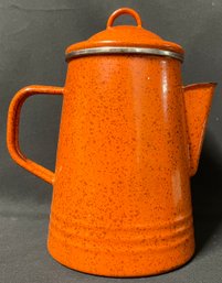 Paula Deen Orange Enamel Stove Top Coffee Pot