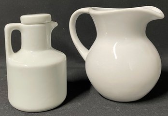 Oil Decanter And Cream Pitcher
