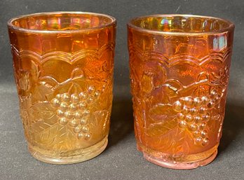 Vintage Imperial Carnival Marigold Grape Pattern Tumblers